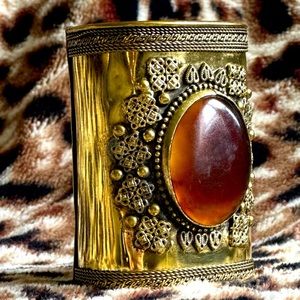 Extra Wide Boho Cuff Bracelet Gold.